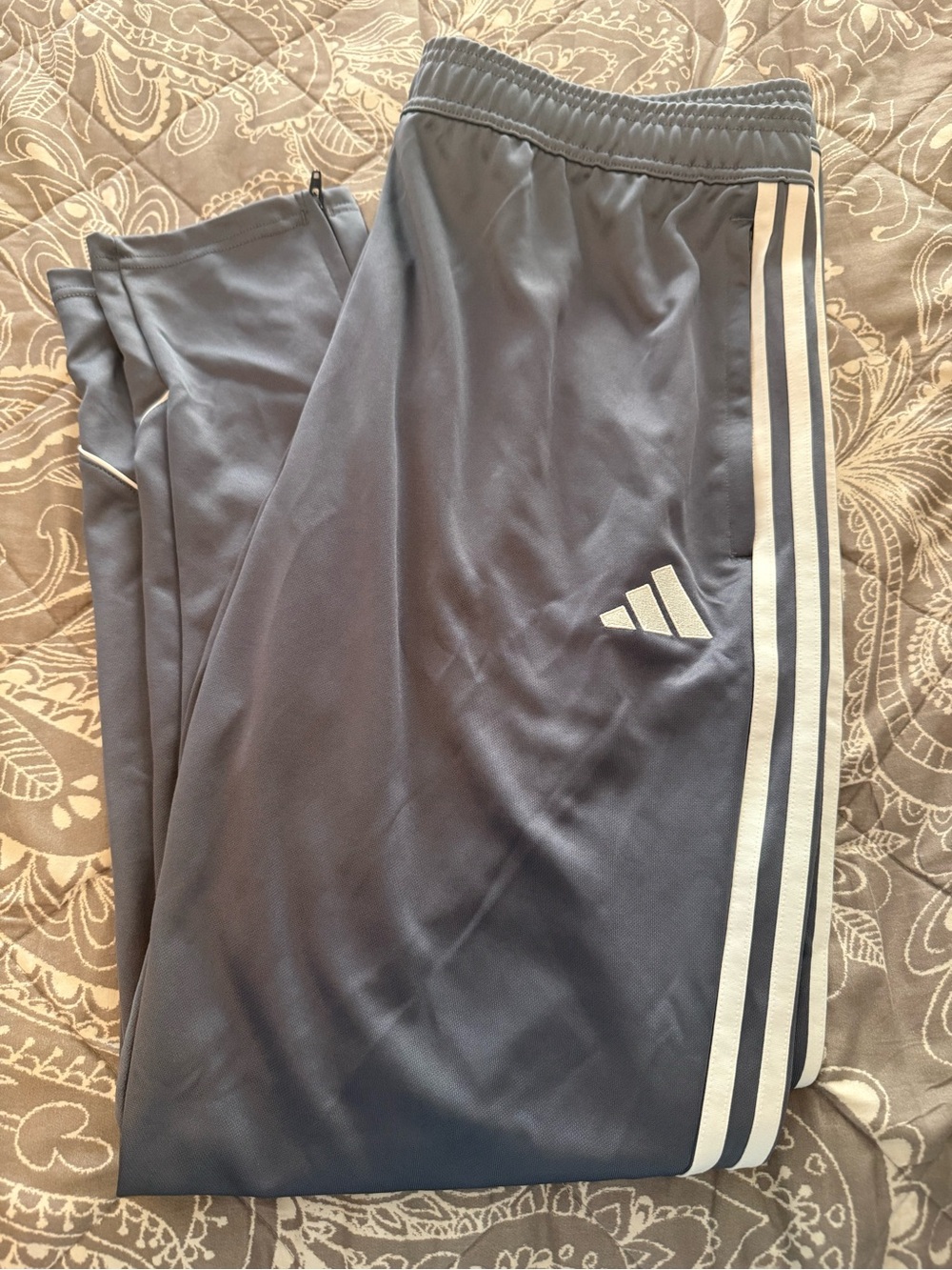 Adidas Men’s  Gray Joggers with White Stripes